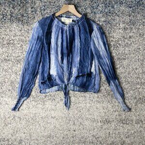Cloth & Stone Shirt Womens XS Blouse Long Sleeve Blue‎
